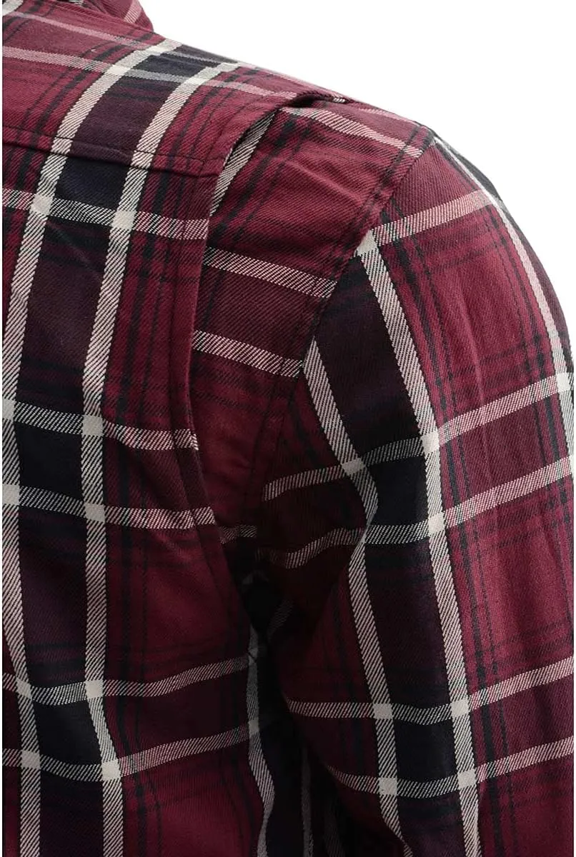 Milwaukee Leather MPM1640 Men's Plaid Flannel Biker Shirt with CE Approved Armor - Reinforced w/Aramid Fiber