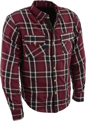 Milwaukee Leather MPM1640 Men's Plaid Flannel Biker Shirt with CE Approved Armor - Reinforced w/Aramid Fiber