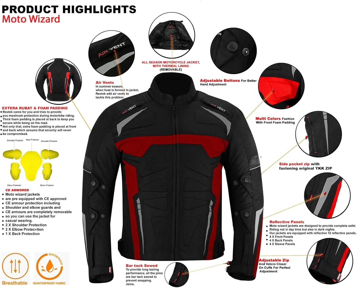 Motorbike Protective Jacket For Men Motorcycle Offroad Dirtbike Jacket CE Armored Dualsports Enduro Motorcycle Jacket