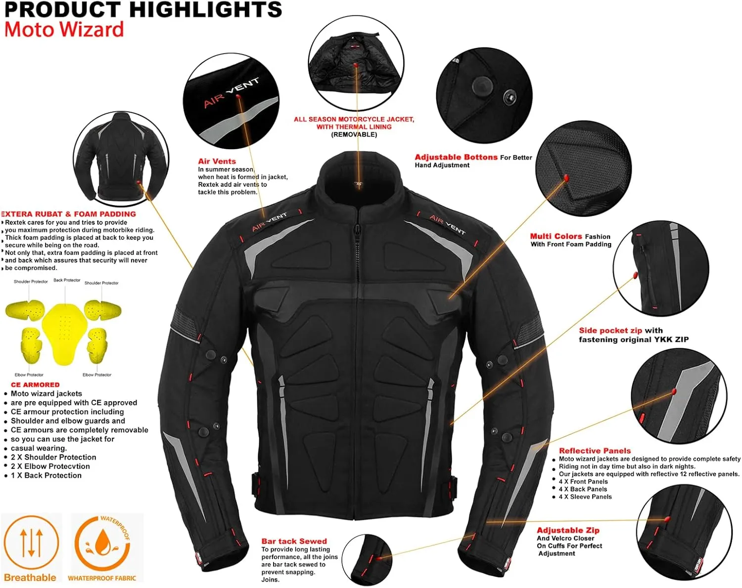 Motorbike Protective Jacket For Men Motorcycle Offroad Dirtbike Jacket CE Armored Dualsports Enduro Motorcycle Jacket