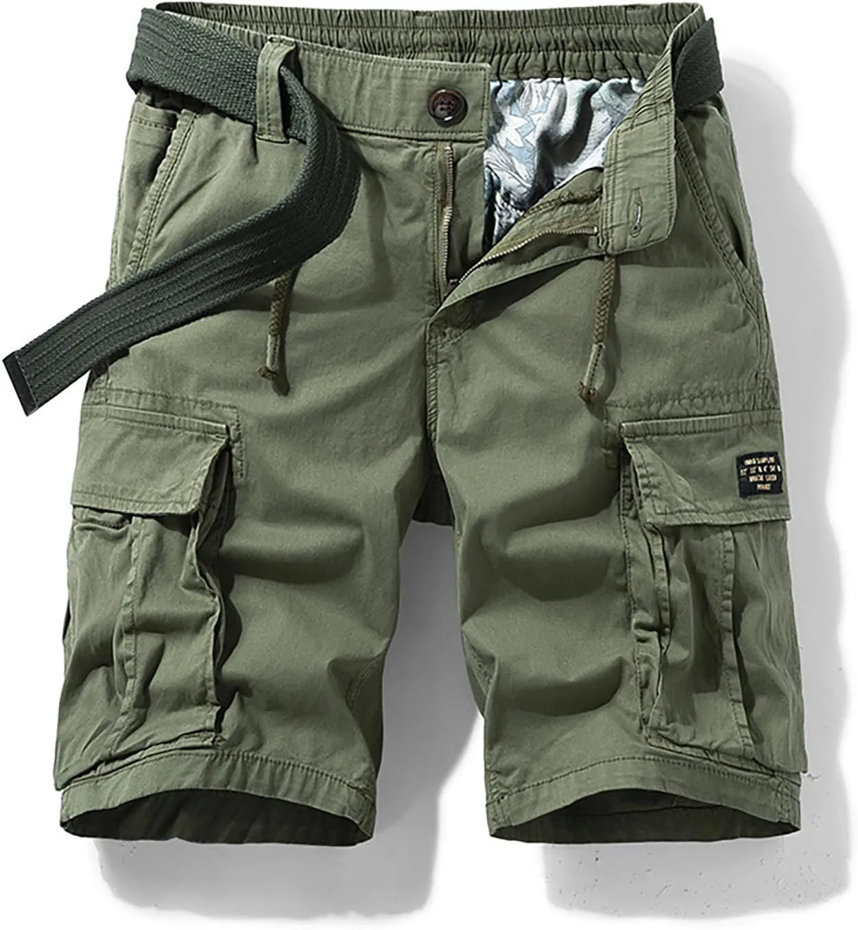 Muscularfit 5 Inch Inseam Shorts Men 2023 Drawstring Elastic Waist Multi Pockets Cargo Shorts Outdoor Utility Tooling Shorts