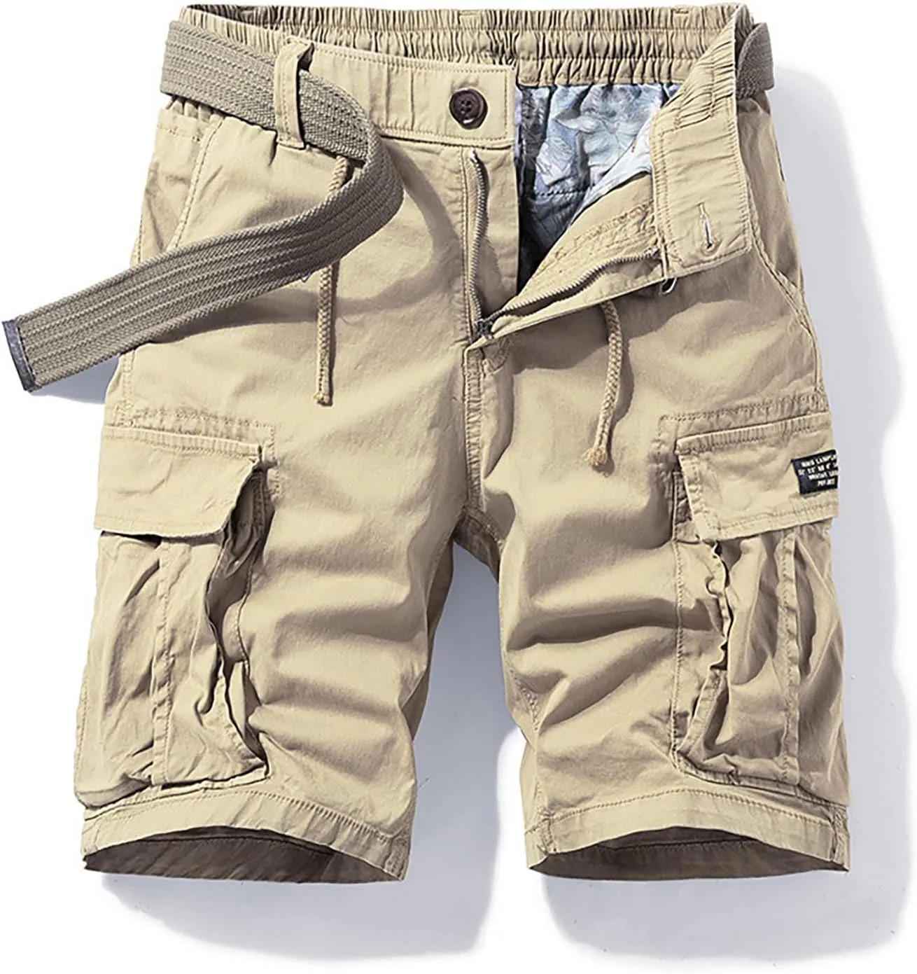 Muscularfit 5 Inch Inseam Shorts Men 2023 Drawstring Elastic Waist Multi Pockets Cargo Shorts Outdoor Utility Tooling Shorts