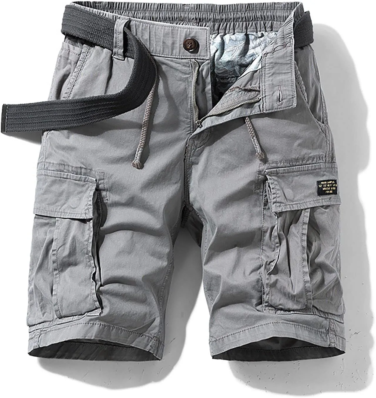 Muscularfit 5 Inch Inseam Shorts Men 2023 Drawstring Elastic Waist Multi Pockets Cargo Shorts Outdoor Utility Tooling Shorts