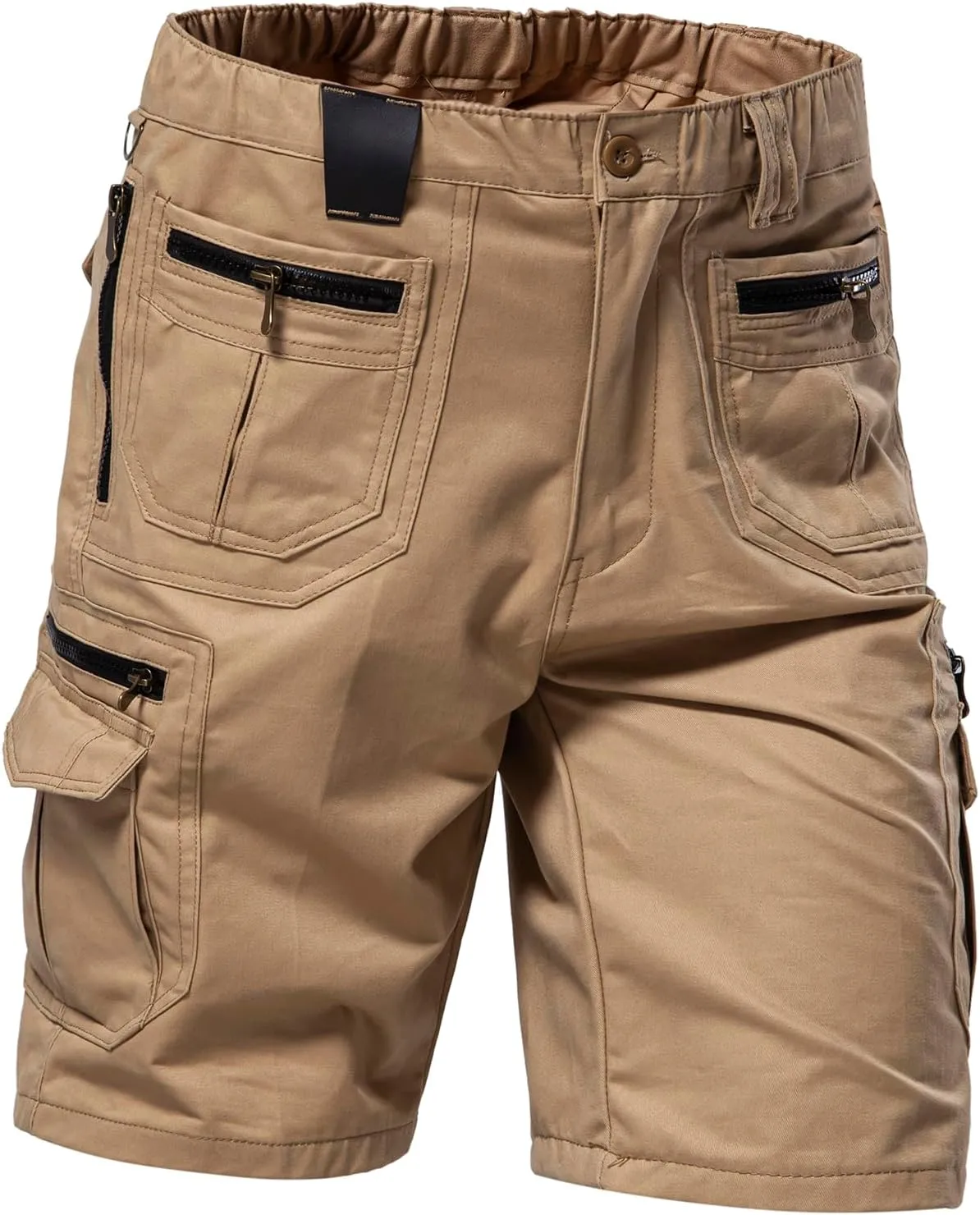 Mylldey Mens Cargo Shorts 12 Pockets Hiking Shorts Regular Fit Men Elastic Waist Cotton Cargo Shorts