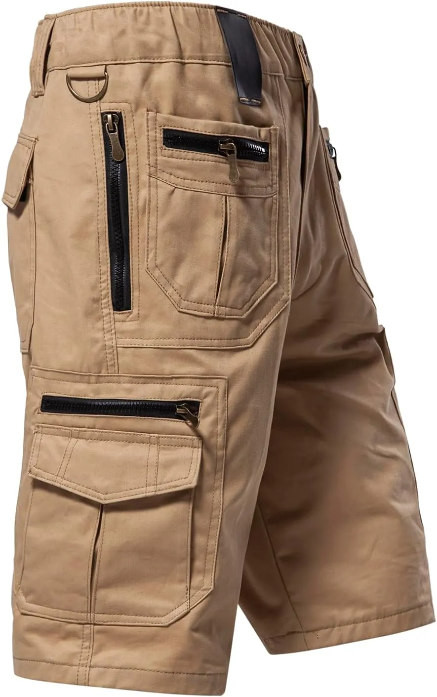 Mylldey Mens Cargo Shorts 12 Pockets Hiking Shorts Regular Fit Men Elastic Waist Cotton Cargo Shorts
