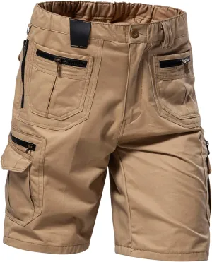 Mylldey Mens Cargo Shorts 12 Pockets Hiking Shorts Regular Fit Men Elastic Waist Cotton Cargo Shorts