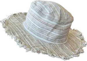 Neutral Stripe Hemp Linen Sun Hat – Handmade Eco-Friendly Wide Brim Hat for Men & Women – Lightweight, Breathable Summer Hat for Beach, Travel, Garden & Outdoor Sun Protection