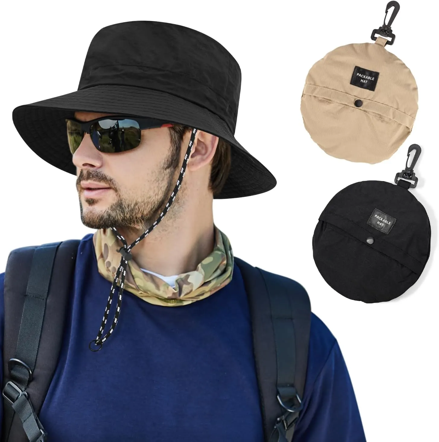 Outdoor Sun Hat Bucket Hats for Men, Summer Man Foldable Sun Protection Wide Brim Sun Hats Beach Hat UPF 50 