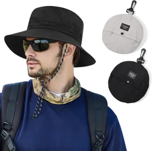Outdoor Sun Hat Bucket Hats for Men, Summer Man Foldable Sun Protection Wide Brim Sun Hats Beach Hat UPF 50 