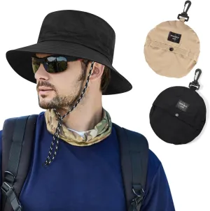 Outdoor Sun Hat Bucket Hats for Men, Summer Man Foldable Sun Protection Wide Brim Sun Hats Beach Hat UPF 50 