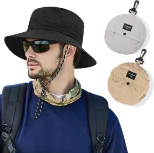 Outdoor Sun Hat Bucket Hats for Men, Summer Man Foldable Sun Protection Wide Brim Sun Hats Beach Hat UPF 50 
