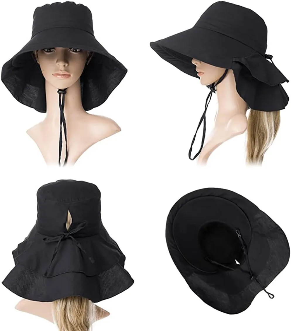 Packable Extra Large Brim Floppy Sun Hat Reversible UPF 50  Beach Sun Bucket Hat
