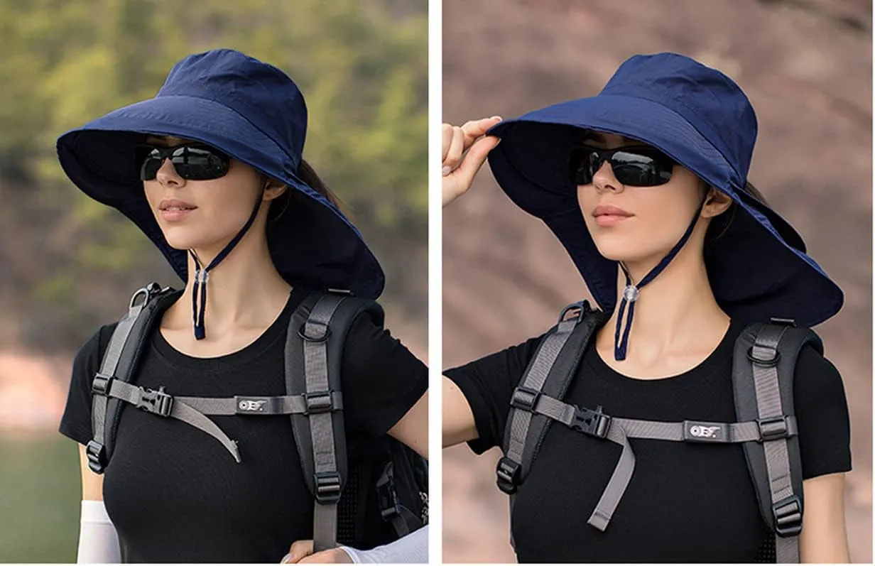 Packable Extra Large Brim Floppy Sun Hat Reversible UPF 50  Beach Sun Bucket Hat