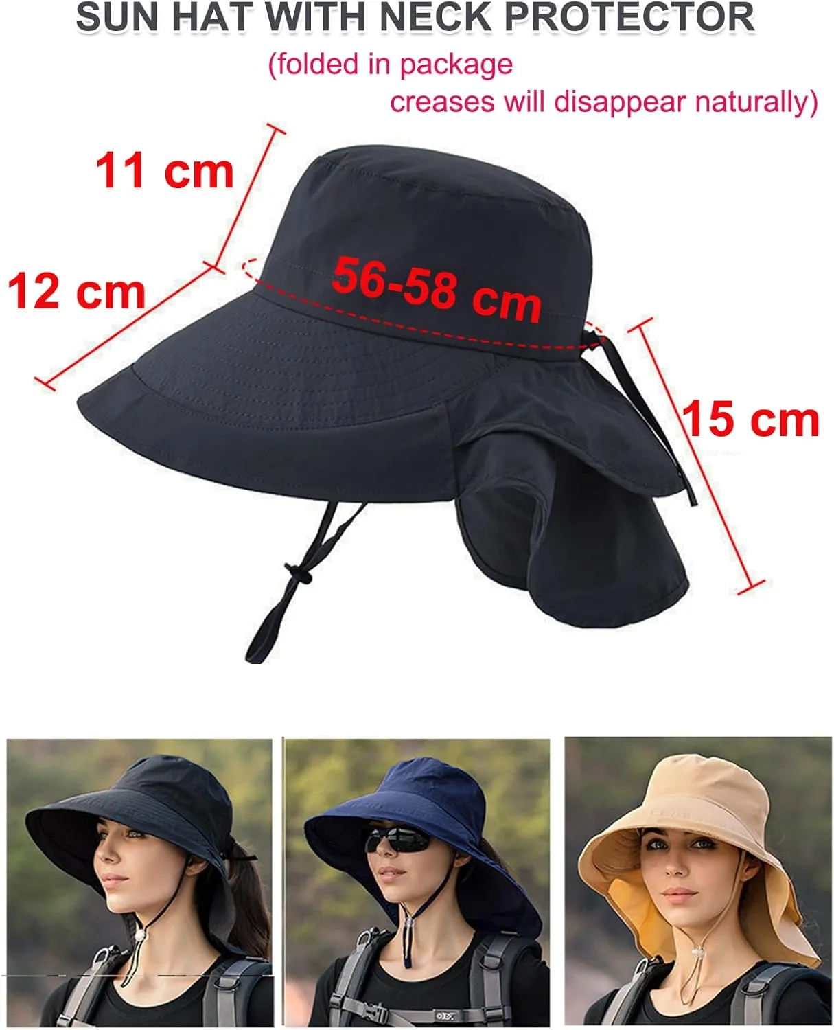 Packable Extra Large Brim Floppy Sun Hat Reversible UPF 50  Beach Sun Bucket Hat