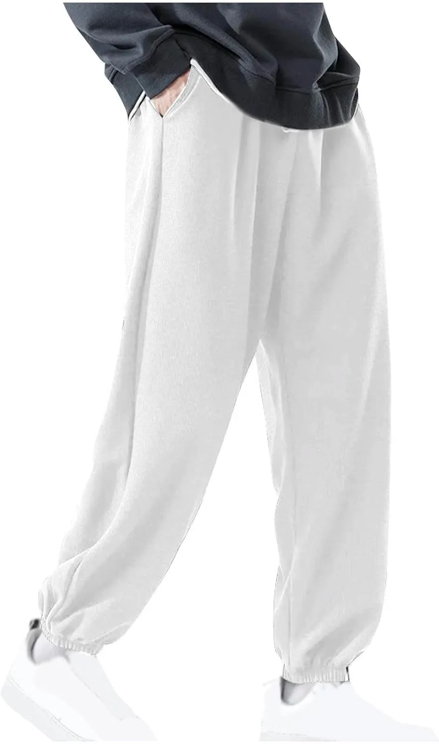 Pants for Men Fashion Casual Elastic Waist Drawstring Baggy Sweatpant Big and Tall Comfy Lounge Yoga Pant with Pocket
