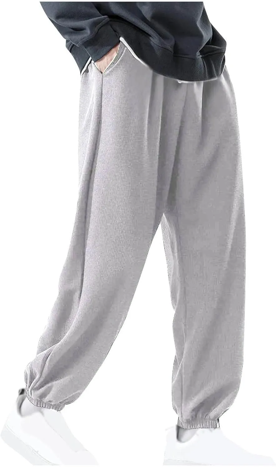 Pants for Men Fashion Casual Elastic Waist Drawstring Baggy Sweatpant Big and Tall Comfy Lounge Yoga Pant with Pocket