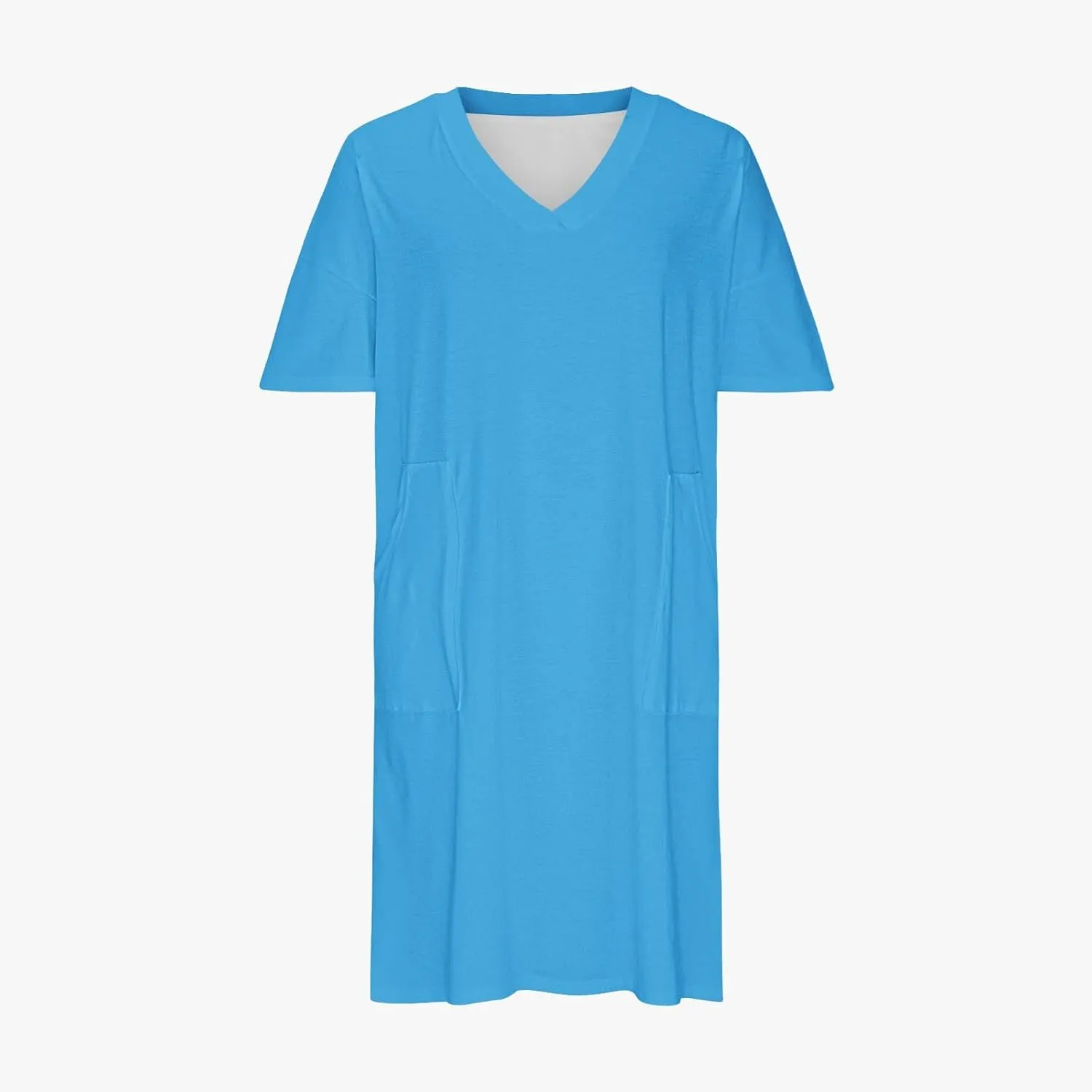 Plus Size Dress for Women Summer Solid Casual Sundresses Short Sleeve Knee Length Shirt Dress with Pockets