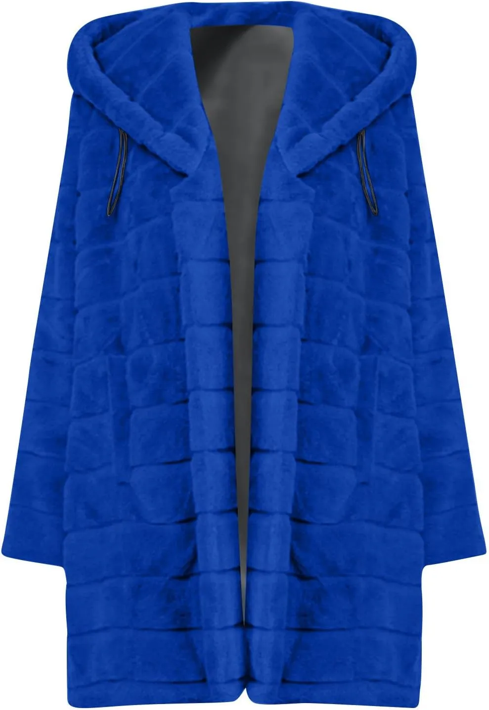Plus Size Women Faux Fur Coats Open Front Long Winter Coat Warm Fuzzy Fleece Jacket Long Sleeve Thicken Hoodie Outwear