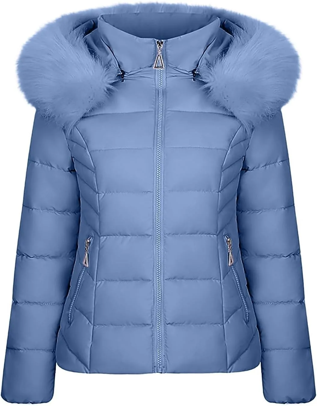 Plus Size Women's Down Jackets with Hood Lightweight Puffer Jackets Padded Winter Coat Warm Quilted Parka with Pocket