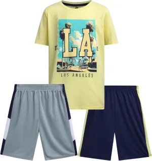 Pro Athlete Boys' Active Shorts Set - Performance T-Shirt and Dry Fit Shorts Set - Summer Activewear Set for Boys (8-16)