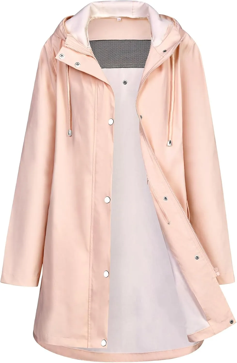 Rain Jacket Womens Waterproof with Hood, Long Rain Coat Windproof Windbreaker Outdoor Rain Trench Coat S-XXL