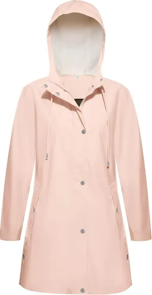 Rain Jacket Womens Waterproof with Hood, Long Rain Coat Windproof Windbreaker Outdoor Rain Trench Coat S-XXL