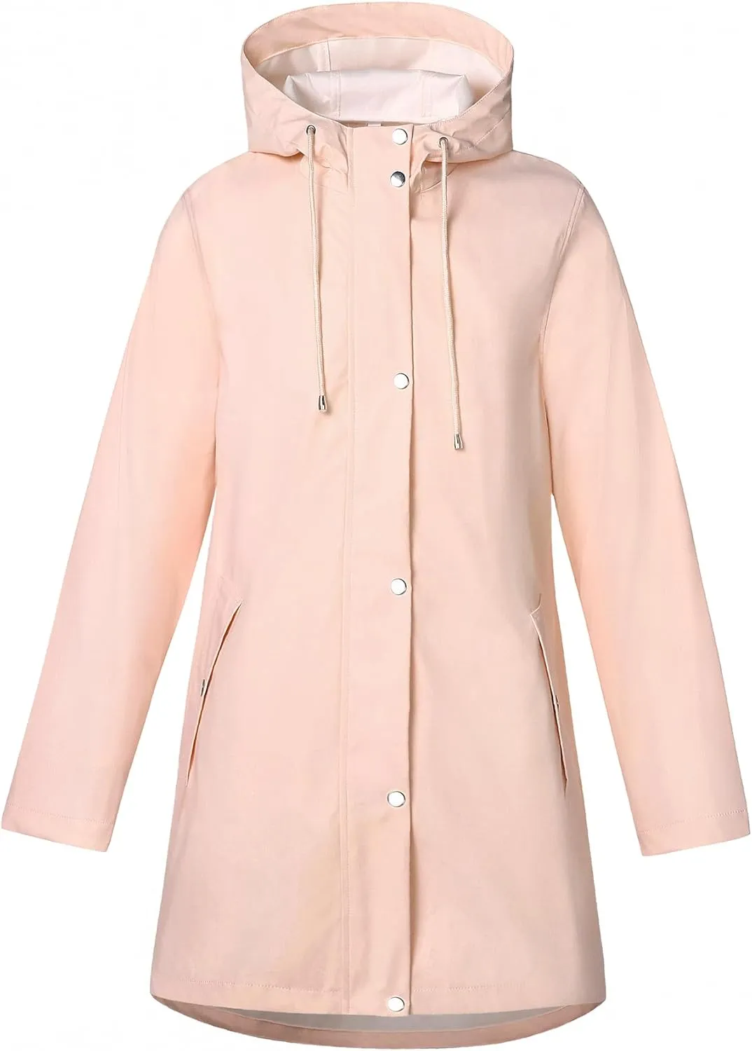Rain Jacket Womens Waterproof with Hood, Long Rain Coat Windproof Windbreaker Outdoor Rain Trench Coat S-XXL
