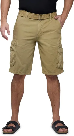 RAW X Mens Belted Cargo Shorts, Relaxed Fit Casual Knee Length Cargo Shorts for Men (Big and Tall Shorts for Men)