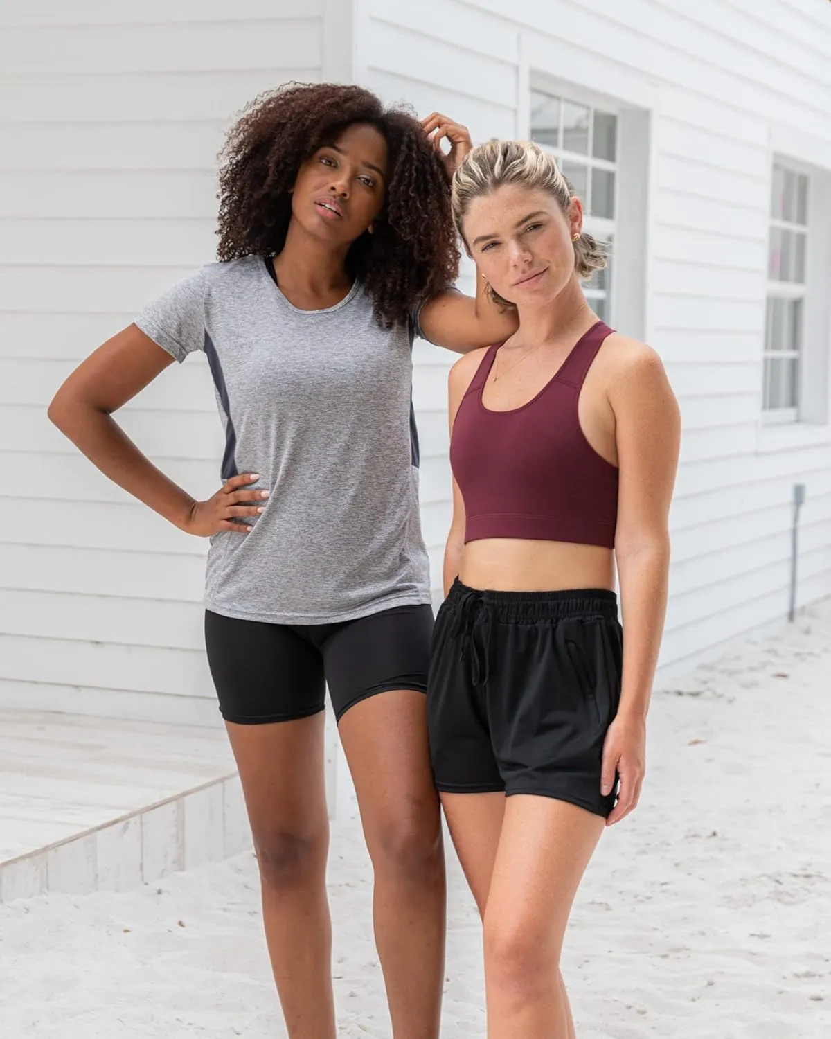 Real Essentials 4 Pack: Womens Athletic Dry-Fit Lounge Shorts with Zipper Pockets (Available in Plus Size)