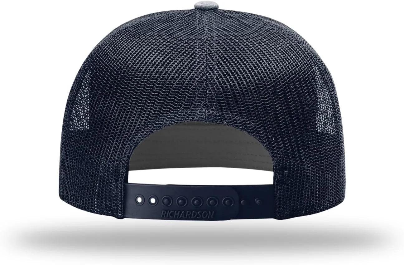 Richardson 168 Hi-Pro 7 Panel Flat Bill Adjustable Snapback Trucker Mesh Back Cap | OSFM | Bulk Pack Available