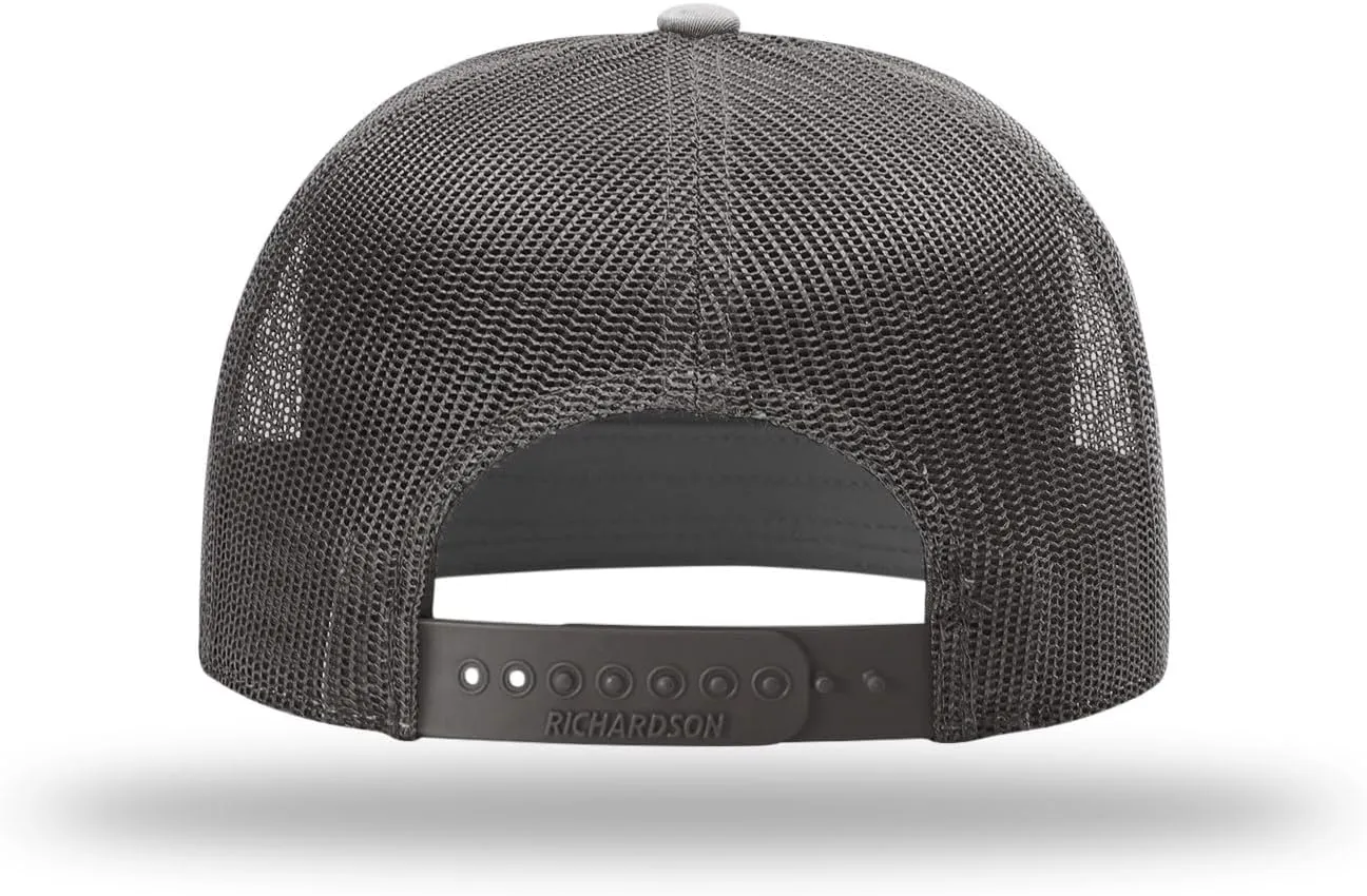 Richardson 168 Hi-Pro 7 Panel Flat Bill Adjustable Snapback Trucker Mesh Back Cap | OSFM | Bulk Pack Available