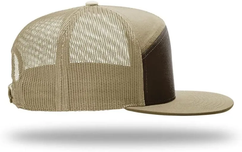 Richardson 168 Hi-Pro 7 Panel Flat Bill Adjustable Snapback Trucker Mesh Back Cap | OSFM | Bulk Pack Available
