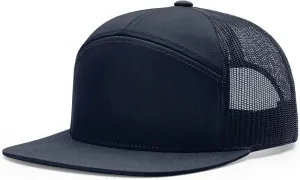 Richardson 168 Hi-Pro 7 Panel Flat Bill Adjustable Snapback Trucker Mesh Back Cap | OSFM | Bulk Pack Available