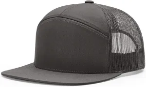 Richardson 168 Hi-Pro 7 Panel Flat Bill Adjustable Snapback Trucker Mesh Back Cap | OSFM | Bulk Pack Available