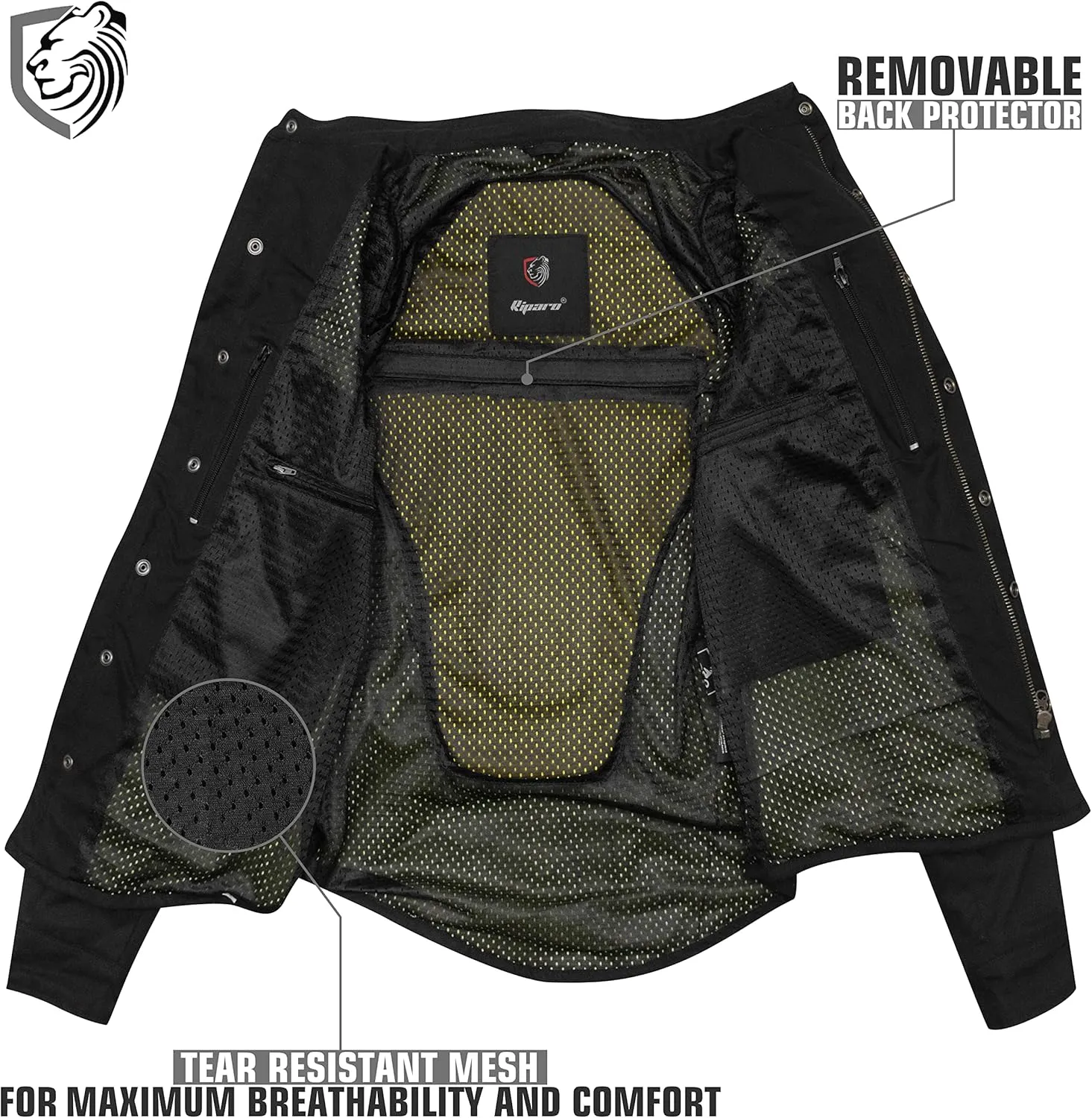 Riparo Motorcycle Riding Work Shirt for Men Long Sleeve Flannel Armored Shirt with Kevlar and CE Removable Protectors