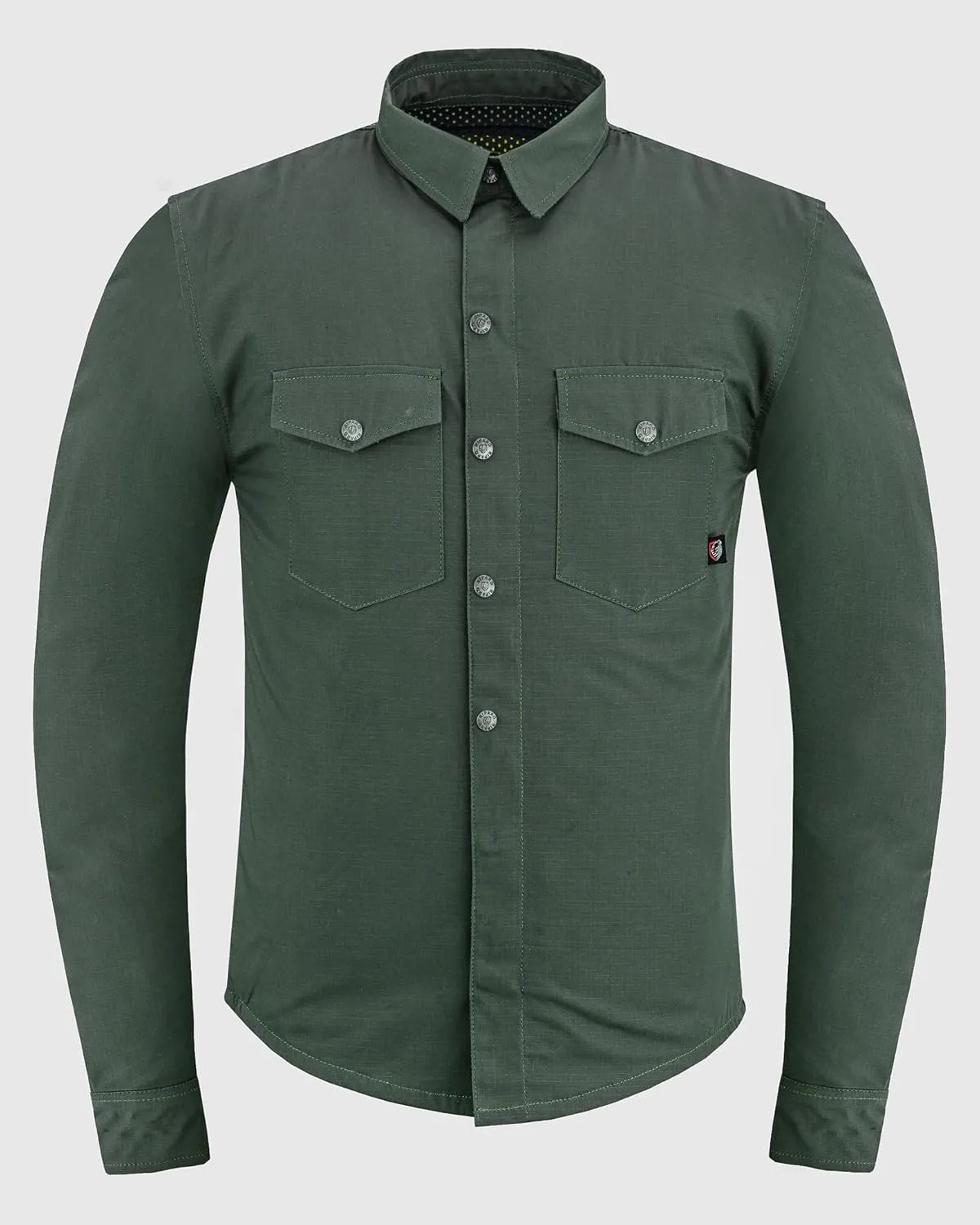 Riparo Motorcycle Riding Work Shirt for Men Long Sleeve Flannel Armored Shirt with Kevlar and CE Removable Protectors