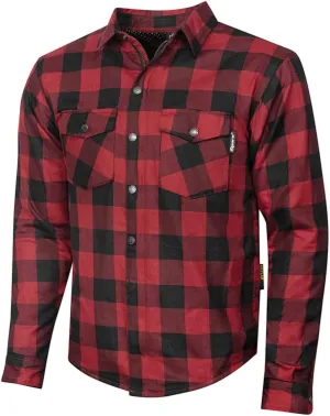 Riparo Motorcycle Riding Work Shirt for Men Long Sleeve Flannel Armored Shirt with Kevlar and CE Removable Protectors