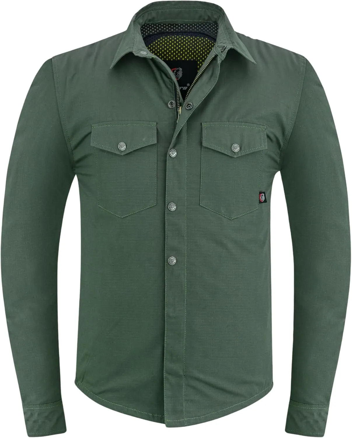 Riparo Motorcycle Riding Work Shirt for Men Long Sleeve Flannel Armored Shirt with Kevlar and CE Removable Protectors