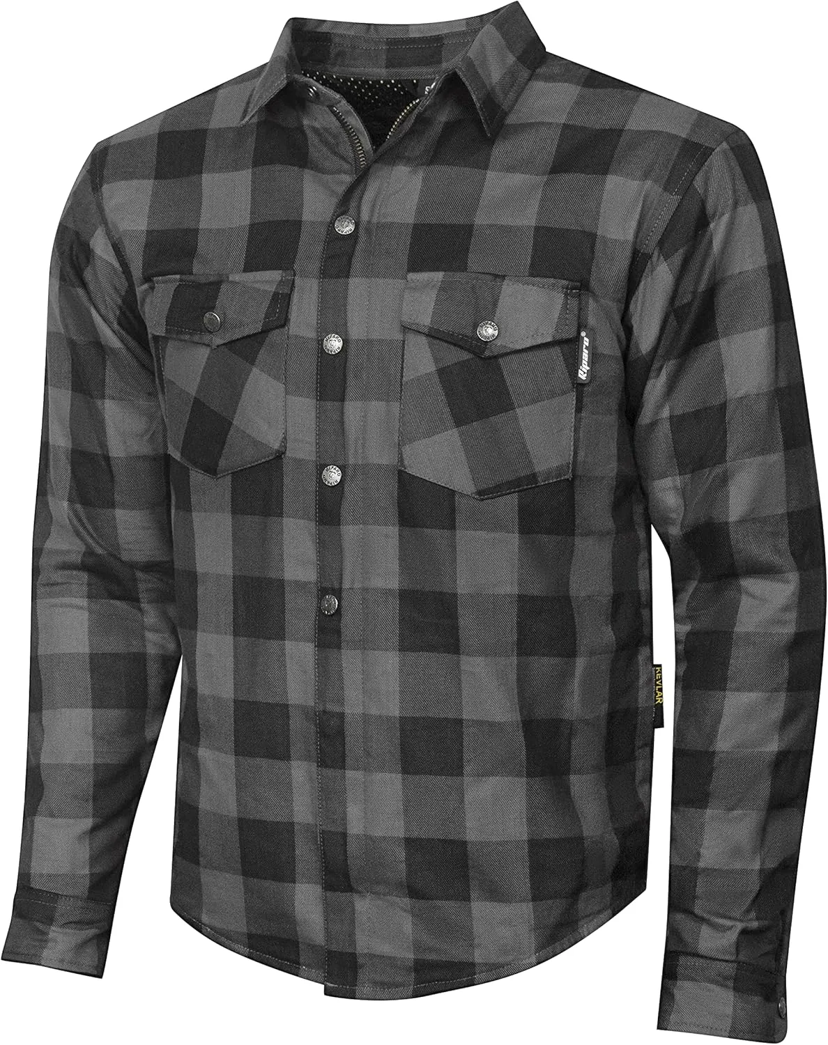 Riparo Motorcycle Riding Work Shirt for Men Long Sleeve Flannel Armored Shirt with Kevlar and CE Removable Protectors