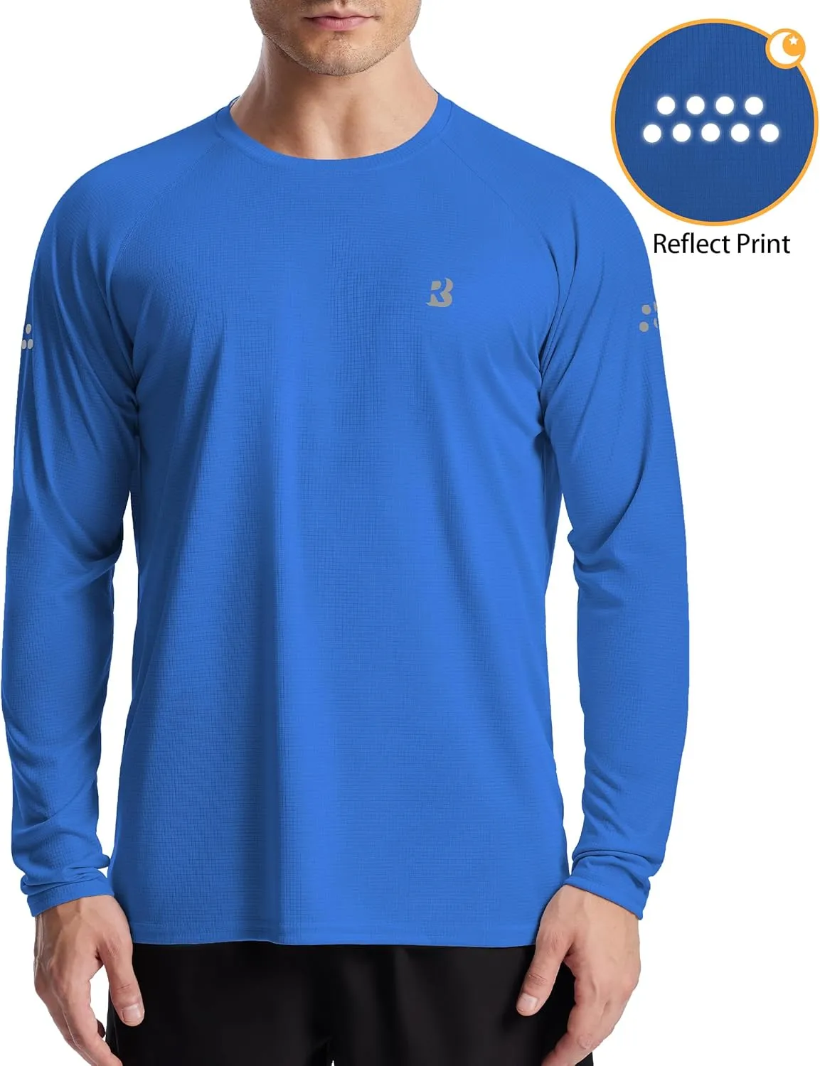 Roadbox Men's UPF 50  Swim Rash Guard, Long Sleeve UV Sun Protection SPF Water Shirts Quick Dry for Outdoor Fishing Hiking