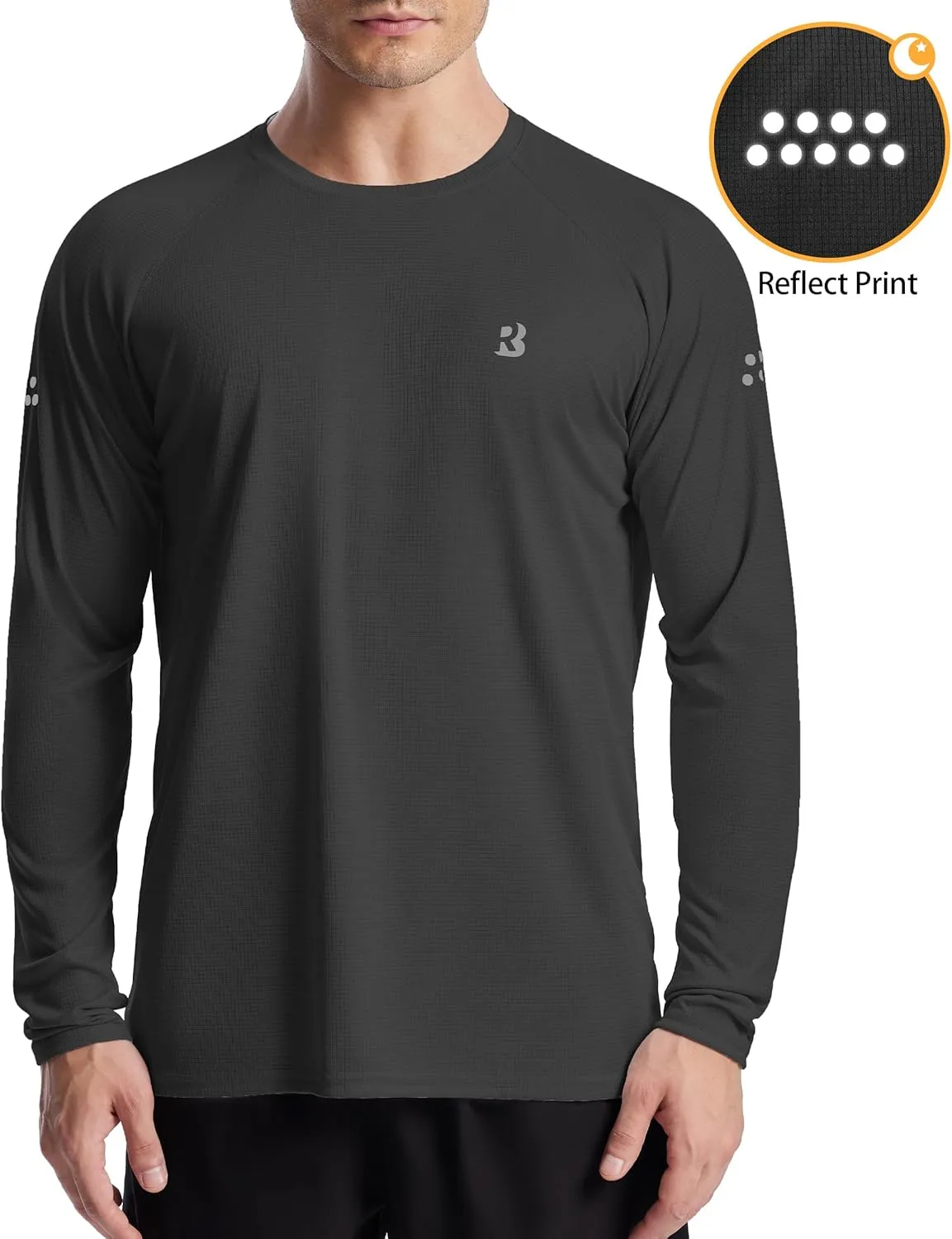 Roadbox Men's UPF 50  Swim Rash Guard, Long Sleeve UV Sun Protection SPF Water Shirts Quick Dry for Outdoor Fishing Hiking