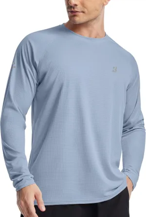Roadbox Men's UPF 50  Swim Rash Guard, Long Sleeve UV Sun Protection SPF Water Shirts Quick Dry for Outdoor Fishing Hiking