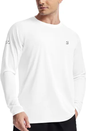 Roadbox Men's UPF 50  Swim Rash Guard, Long Sleeve UV Sun Protection SPF Water Shirts Quick Dry for Outdoor Fishing Hiking