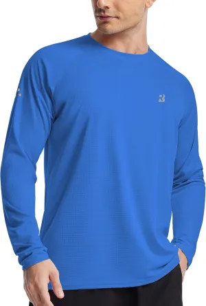 Roadbox Men's UPF 50  Swim Rash Guard, Long Sleeve UV Sun Protection SPF Water Shirts Quick Dry for Outdoor Fishing Hiking