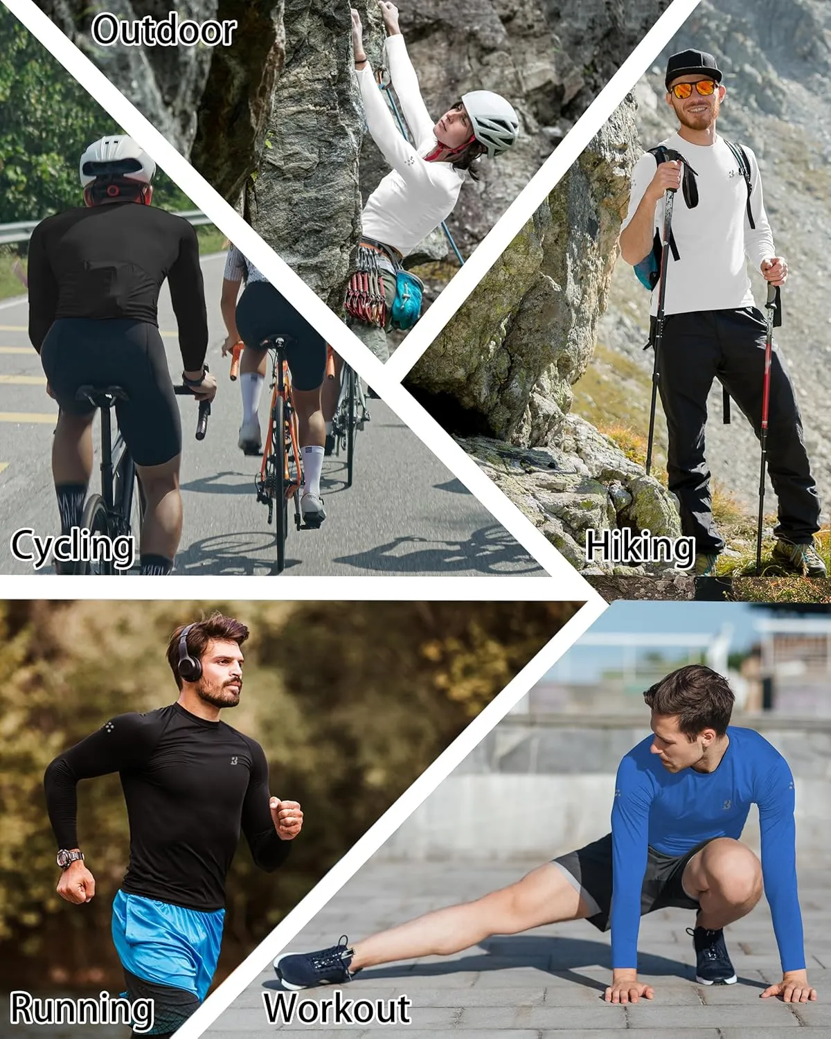 Roadbox Men's UPF 50  Swim Rash Guard, Long Sleeve UV Sun Protection SPF Water Shirts Quick Dry for Outdoor Fishing Hiking