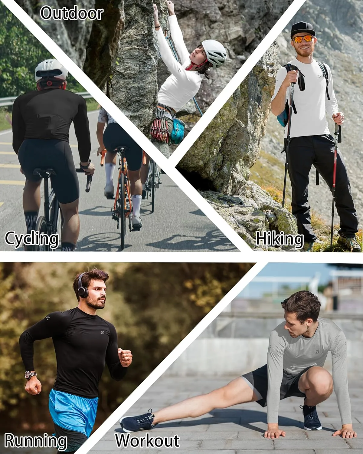 Roadbox Men's UPF 50  Swim Rash Guard, Long Sleeve UV Sun Protection SPF Water Shirts Quick Dry for Outdoor Fishing Hiking
