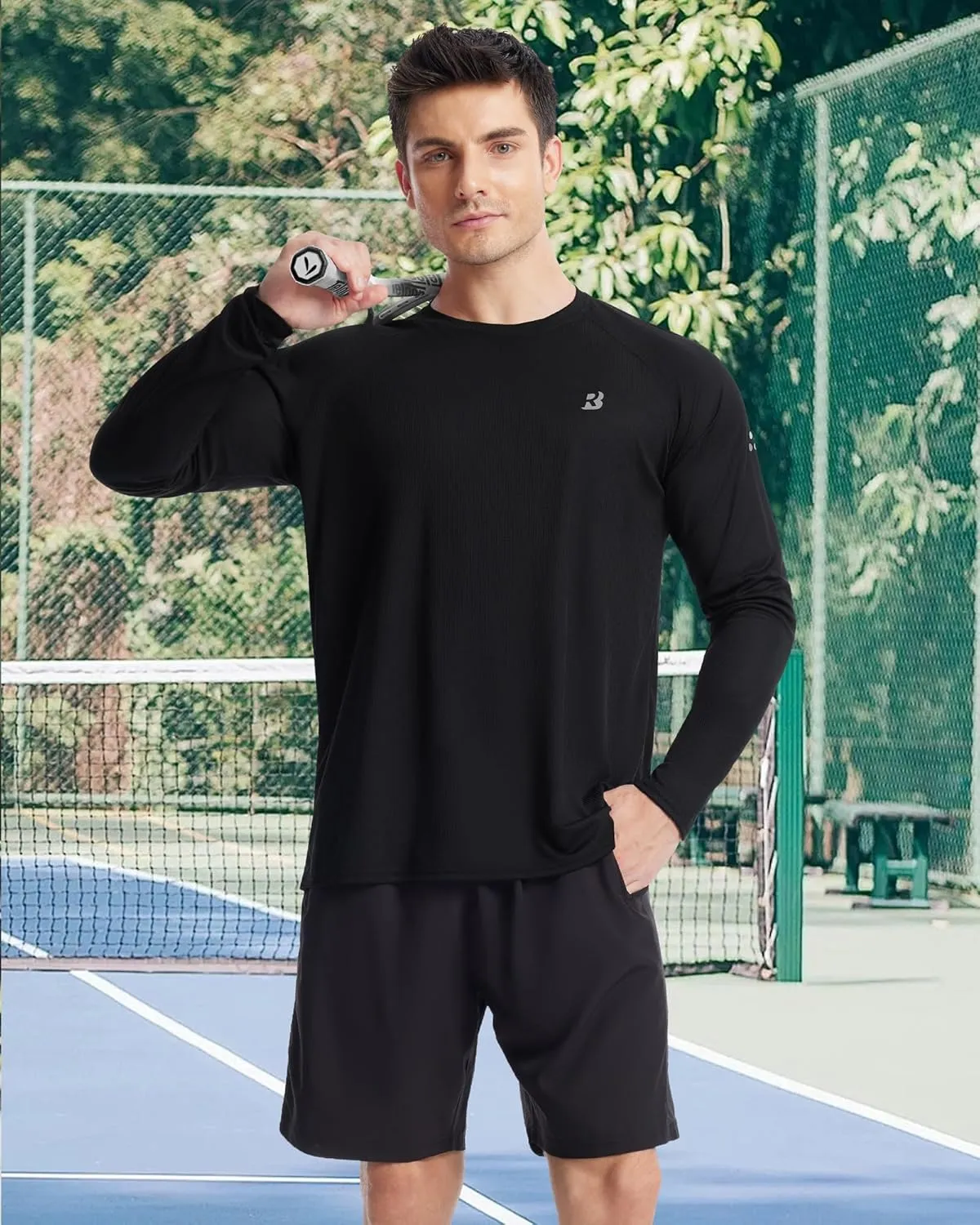 Roadbox Men's UPF 50  Swim Rash Guard, Long Sleeve UV Sun Protection SPF Water Shirts Quick Dry for Outdoor Fishing Hiking