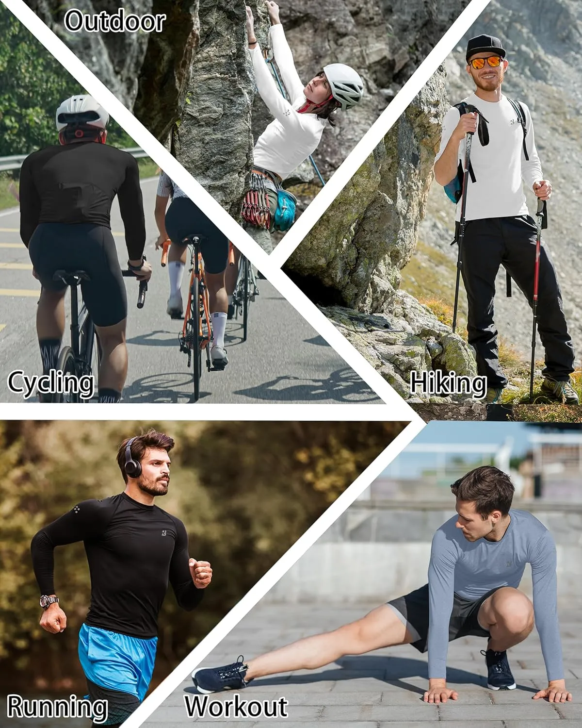 Roadbox Men's UPF 50  Swim Rash Guard, Long Sleeve UV Sun Protection SPF Water Shirts Quick Dry for Outdoor Fishing Hiking