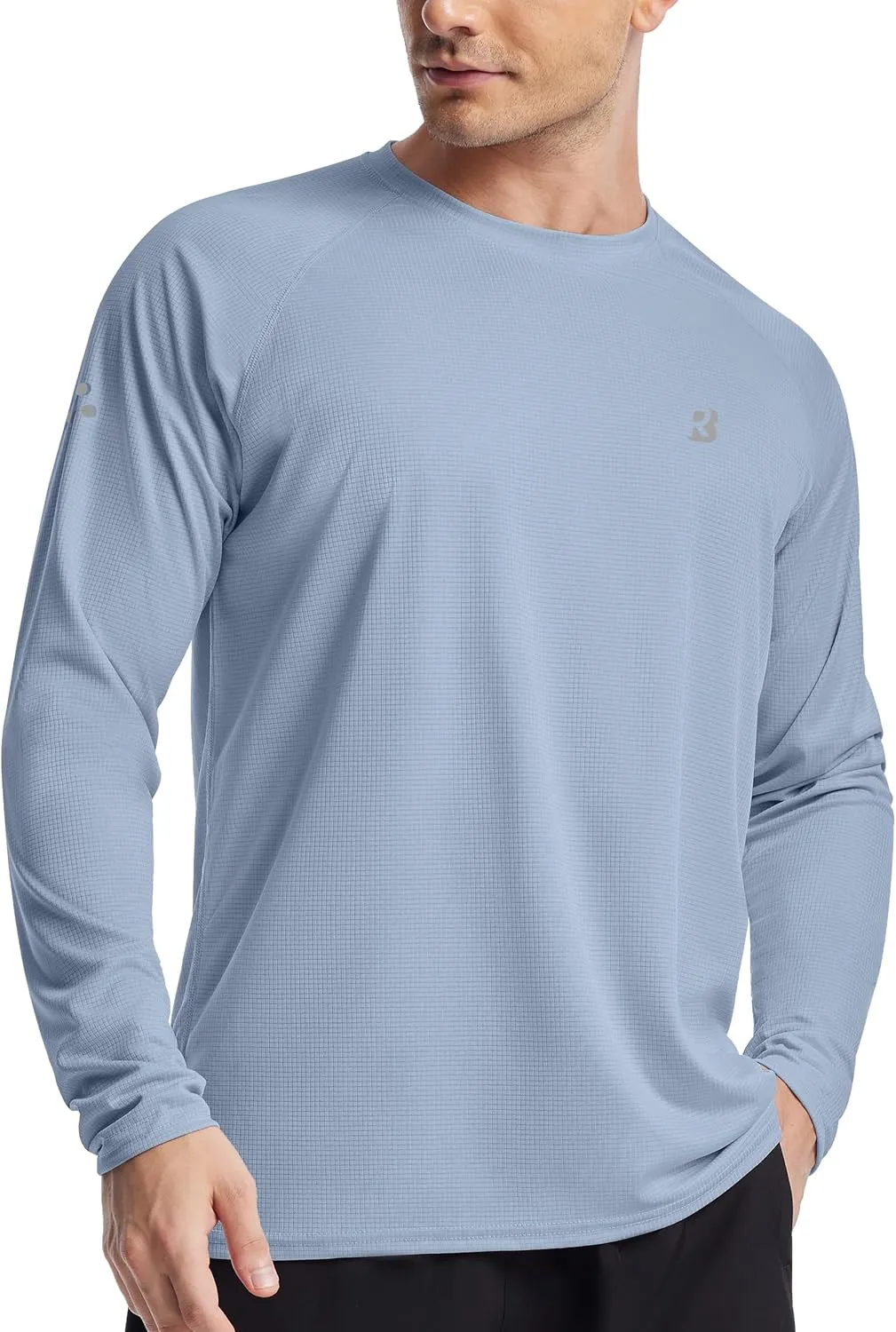 Roadbox Men's UPF 50  Swim Rash Guard, Long Sleeve UV Sun Protection SPF Water Shirts Quick Dry for Outdoor Fishing Hiking