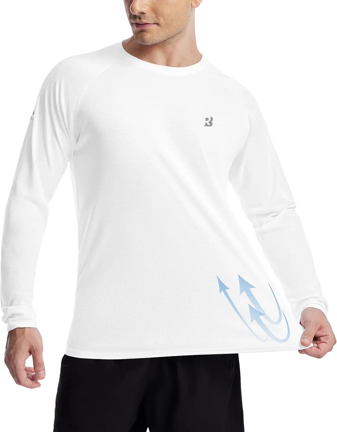 Roadbox Men's UPF 50  Swim Rash Guard, Long Sleeve UV Sun Protection SPF Water Shirts Quick Dry for Outdoor Fishing Hiking